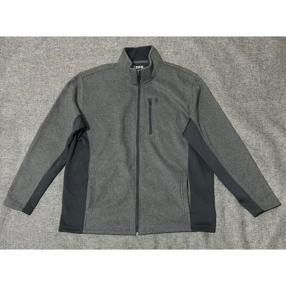 IZOD Mens XL Full Zip Jacket Advantage Performance Stretch Gray